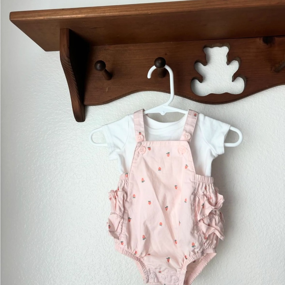 Pink Strawberry Romper with Ruffles Newborn